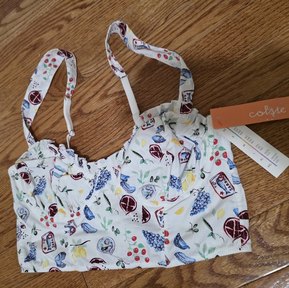 Colsie White Fruit Print Crop Top
